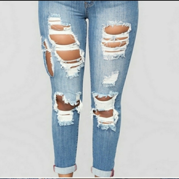 Fashion Nova Denim - Fashion Nova Cathy Mid Rise Distressed